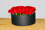 Caja Circular de 40 Rosas Rojas