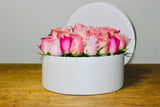 Caja Circular con 40 rosas "Super Pink"