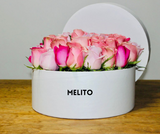 Caja Circular con 40 rosas "Super Pink"